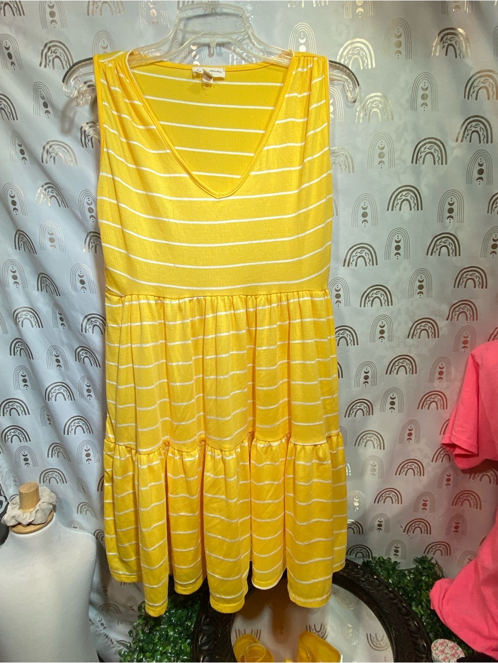 See You Monday Yellow Striped Midi Dress